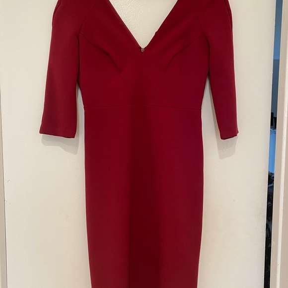 ZARA neoprene deep red 3/4 length dress - Picture 2 of 9